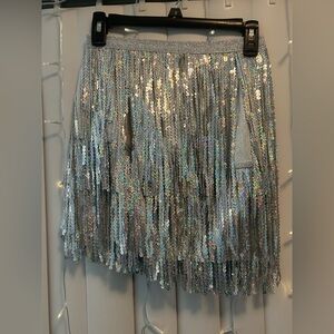Sequin Shiny Sparkly Fringe Skirt